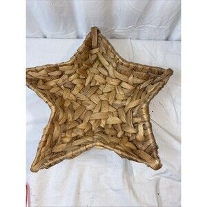 Star Shape Natural Woven Basket 17" wide 3.5" deep Nautical Farmhouse